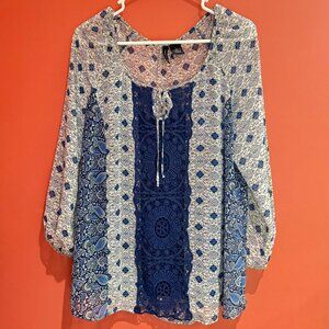 Lacy and sheer New Directions blouse with attached hidden cami
